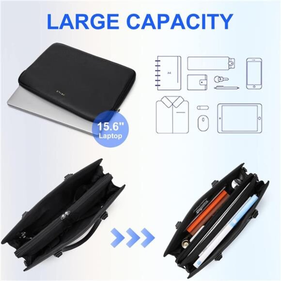 Keyli 4pc Sets Laptop Bag for Women Large Leather Laptop Briefcase with USB - Picture 4 of 7